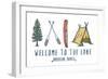 Welcome to the Lake - Adventure Awaits - Lake Icons Design-Lantern Press-Framed Art Print