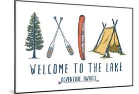 Welcome to the Lake - Adventure Awaits - Lake Icons Design-Lantern Press-Mounted Art Print