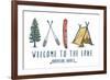 Welcome to the Lake - Adventure Awaits - Lake Icons Design-Lantern Press-Framed Art Print