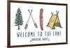 Welcome to the Lake - Adventure Awaits - Lake Icons Design-Lantern Press-Framed Art Print