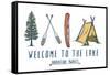 Welcome to the Lake - Adventure Awaits - Lake Icons Design-Lantern Press-Framed Stretched Canvas