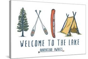 Welcome to the Lake - Adventure Awaits - Lake Icons Design-Lantern Press-Stretched Canvas