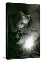 Welder in Mask-null-Stretched Canvas