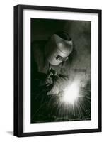 Welder in Mask-null-Framed Art Print