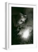 Welder in Mask-null-Framed Art Print