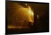 Welder's Torch Has Sparks Fly on Locomotive Factory Floor-null-Framed Art Print