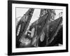 Welder Securing Steel Structure While Working on Hull of a Ship, Bethlehem Shipbuilding Drydock-Margaret Bourke-White-Framed Photographic Print