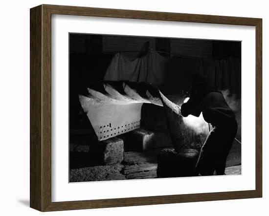 Welding a Dragline Bucket, Edgar Allen Steel Co, Sheffield, South Yorkshire, 1962-Michael Walters-Framed Photographic Print