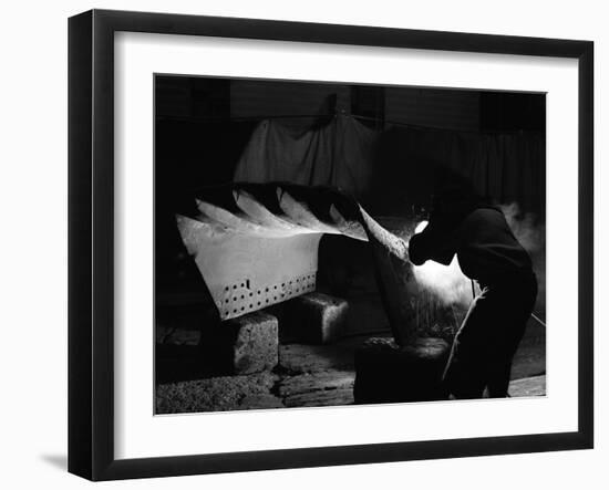 Welding a Dragline Bucket, Edgar Allen Steel Co, Sheffield, South Yorkshire, 1962-Michael Walters-Framed Photographic Print