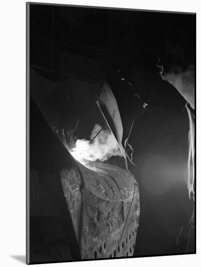 Welding a Dragline Bucket, Edgar Allen Steel Co, Sheffield, South Yorkshire, 1962-Michael Walters-Mounted Photographic Print