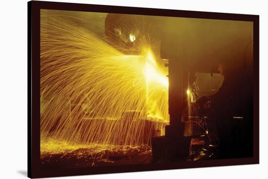 Welding in the Round-House-Jack Delano-Stretched Canvas