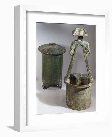 Well and Grain Silo, Model from a Funerary Collection-null-Framed Giclee Print