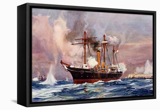 "Well Done Condor", the Bombardment of Alexandria, 1882-Charles Edward Dixon-Framed Stretched Canvas