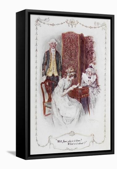 Well Jane, Who Is It From ?. What Is It About ?".Illustration To 'Pride and Prejudice'-Charles Edmund Brock-Framed Stretched Canvas