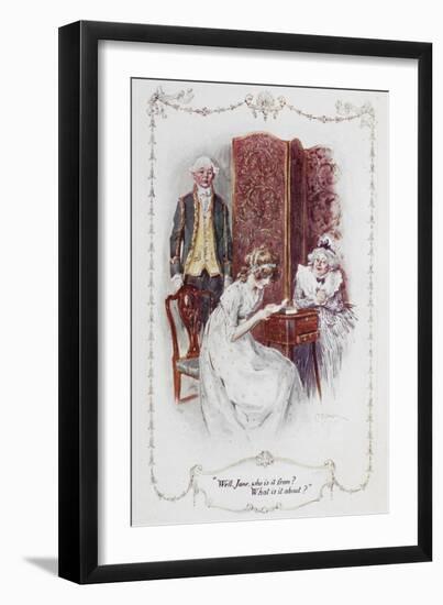 Well Jane, Who Is It From ?. What Is It About ?".Illustration To 'Pride and Prejudice'-Charles Edmund Brock-Framed Giclee Print