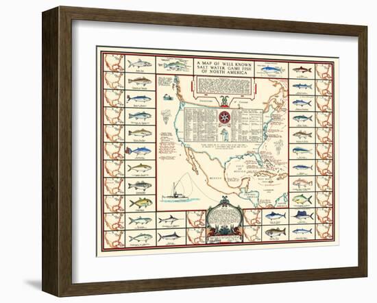 Well Known Salt Water Game Fish-Bishop & Sims-Framed Art Print