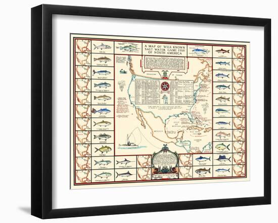 Well Known Salt Water Game Fish-Bishop & Sims-Framed Art Print