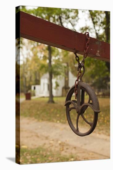 Well Pulley, Adams Corner Rural Village, Oklahoma, USA-Walter Bibikow-Stretched Canvas