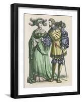 Well to Do Couple She with Her Plumed Hat on Her Head He with His Slung Behind Him-null-Framed Art Print