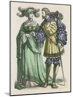 Well to Do Couple She with Her Plumed Hat on Her Head He with His Slung Behind Him-null-Mounted Art Print