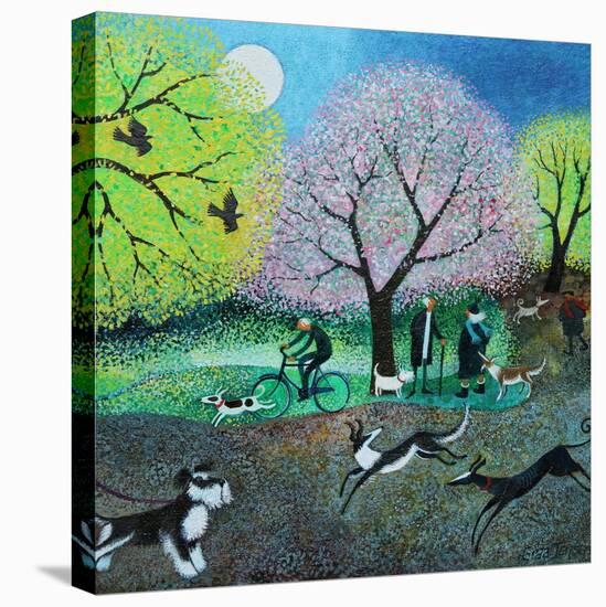 Wellie Road Dog Walkers, 2021 (acrylics on linen)-Lisa Graa Jensen-Stretched Canvas