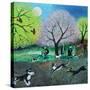 Wellie Road Dog Walkers, 2021 (acrylics on linen)-Lisa Graa Jensen-Stretched Canvas