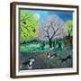 Wellie Road Dog Walkers, 2021 (acrylics on linen)-Lisa Graa Jensen-Framed Giclee Print