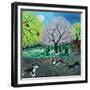 Wellie Road Dog Walkers, 2021 (acrylics on linen)-Lisa Graa Jensen-Framed Giclee Print