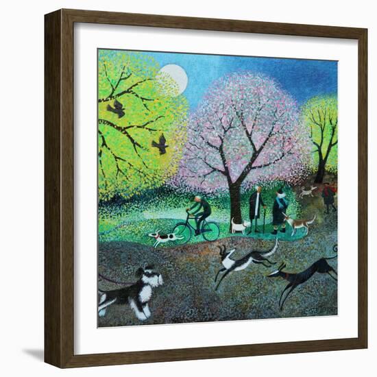 Wellie Road Dog Walkers, 2021 (acrylics on linen)-Lisa Graa Jensen-Framed Giclee Print