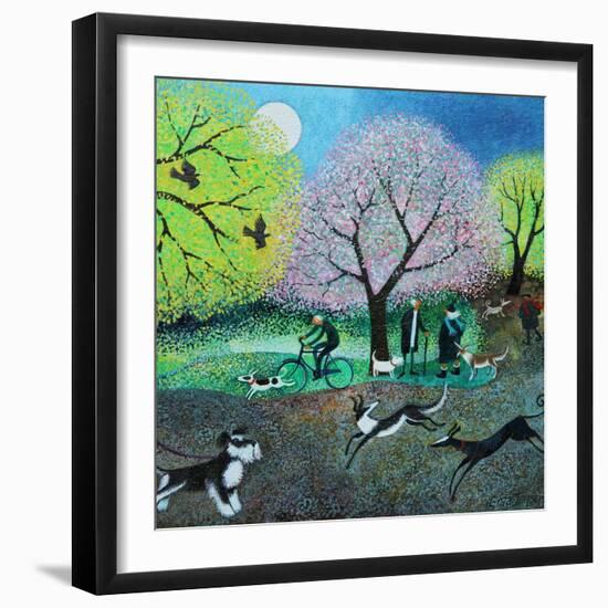 Wellie Road Dog Walkers, 2021 (acrylics on linen)-Lisa Graa Jensen-Framed Giclee Print