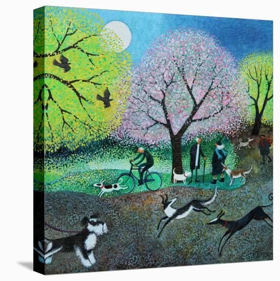 Wellie Road Dog Walkers, 2021 (acrylics on linen)-Lisa Graa Jensen-Stretched Canvas