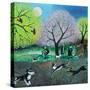 Wellie Road Dog Walkers, 2021 (acrylics on linen)-Lisa Graa Jensen-Stretched Canvas