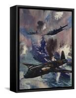 Wellington Bombers Attacking the German Naval Base at Kiel, 1939-null-Framed Stretched Canvas