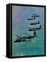 Wellington Bombers in Formation, 1940-null-Framed Stretched Canvas