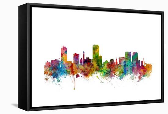 Wellington New Zealand Skyline-Michael Tompsett-Framed Stretched Canvas