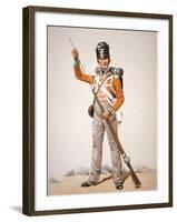 Wellington's Army: Soldier of the 69th Foot Loading His 'Brown Bess' Musket in 1815 (Colour Litho)-English-Framed Giclee Print