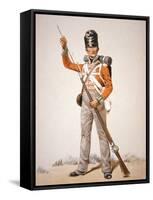 Wellington's Army: Soldier of the 69th Foot Loading His 'Brown Bess' Musket in 1815 (Colour Litho)-English-Framed Stretched Canvas