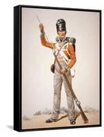 Wellington's Army: Soldier of the 69th Foot Loading His 'Brown Bess' Musket in 1815 (Colour Litho)-English-Framed Stretched Canvas