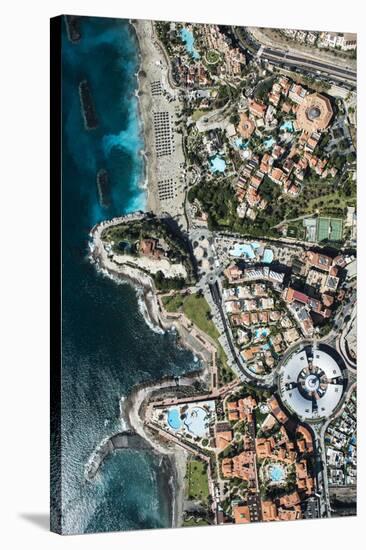 Wellness Hotel with Black Beach and View Rock, Aerial Picture, Canary Islands, Spain-Frank Fleischmann-Stretched Canvas