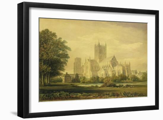 Wells Cathedral, 1821 (W/C)-John Buckler-Framed Giclee Print