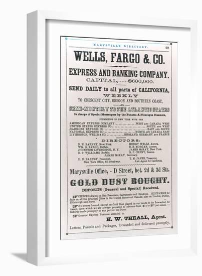 Wells Fargo and Co. Advertisement of 1856-null-Framed Giclee Print