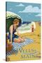 Wells, Maine - Woman on Beach-Lantern Press-Stretched Canvas