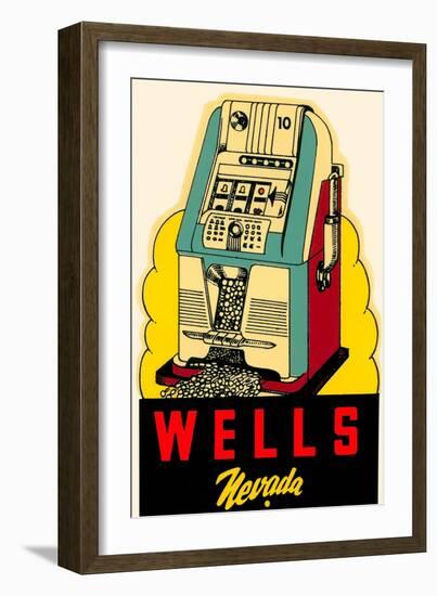 Wells, Nevada Decal, Slot Machine-null-Framed Art Print