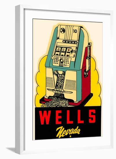 Wells, Nevada Decal, Slot Machine-null-Framed Art Print