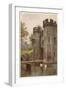 Wells, Somerset: the Bishop's Palace Gatehouse and Drawbridge-null-Framed Art Print