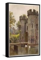 Wells, Somerset: the Bishop's Palace Gatehouse and Drawbridge-null-Framed Stretched Canvas