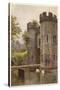 Wells, Somerset: the Bishop's Palace Gatehouse and Drawbridge-null-Stretched Canvas