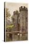 Wells, Somerset: the Bishop's Palace Gatehouse and Drawbridge-null-Stretched Canvas