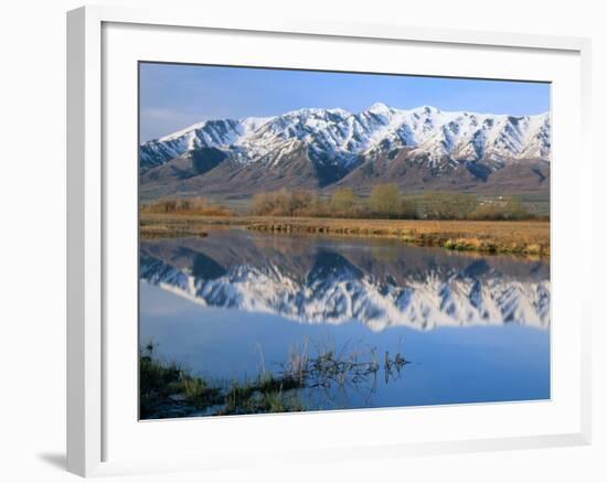 Wellsville Mountains Reflected in Little Bear River in Early Spring, Cache Valley, Utah, USA-Scott T. Smith-Framed Photographic Print