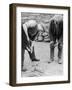 Welsh Blacksmith at Work Filing a Horse's Hoof on a Farm in Carnarvonshire-null-Framed Photographic Print